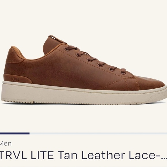 TOMS Tan Leather TRVL Lite Lace Shoes Sz 10.5 - Picture 2 of 13